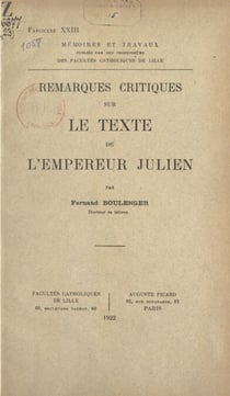 Remarques critiques sur le texte de l'empereur Julien