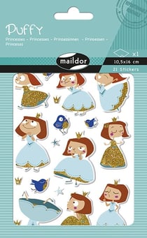Stickers Puffy Maildor - 10,5 x 16 cm - Princesses - 21 unités