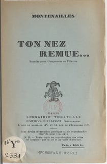 Ton nez remue... - Saynète pour garçonnets ou fillettes
