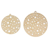 2 silhouettes ajourées en bois Boule de Noël étoilées Isatis Artémio