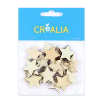 20 étoiles en bois 2,5 cm - couleur naturelle - Créalia