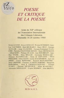 Poésie et critique de la poésie - Actes