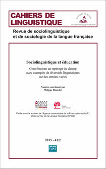 Sociolinguistique et éducation - Contributions au repérage du champ avec exemples de diversités linguistiques sur des terrains variés - 2015 - 41.2