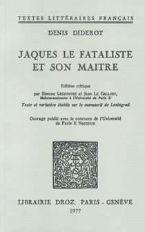 Jacques le fataliste et son maître - Texte et variantes établis sur le manuscrit de Léningrad
