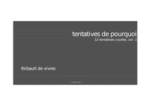 Tentatives de pourquoi, 12 tentatives courtes - variations et récit sur l’idée des "tentatives de pourquoi"