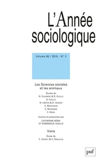 Revue L'Année sociologique n.66/2 : les sciences sociales et les animaux (édition 2016)