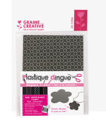 6 feuilles plastique dingue noir et motifs blancs