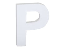 Lettre P majuscule - carton blanc - 12 cm