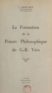 La formation de la pensée philosophique de G.-B. Vico
