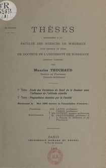 Étude des variations du seuil de la douleur sous l'influence de l'altitude simulée - Thèses présentés à la faculté des sciences de Bordeaux pour obtenir le titre de Docteur mention sciences