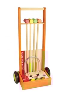 Jeu de croquet - Chariot en bois
