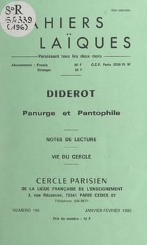 Diderot, panurge et pantophile - Notes de lecture. Vie du Cercle