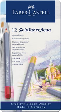 Lot de 12 crayons de couleur aquarellables Faber-Castell - Goldfaber Aqua