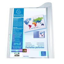 Lot de 10 pochettes perforées A3 - Compatibles classeur A4 - Plastique - Exacompta