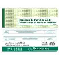Piqûre Exacompta - 24x32cm - Registre de l'Inspection du travail et du C.S.E. - Folioté - 16 pages