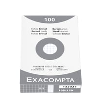 Exacompta – Étui de 100 fiches Bristol – Quadrillé 5x5 – Non perforé – 100 × 150 mm