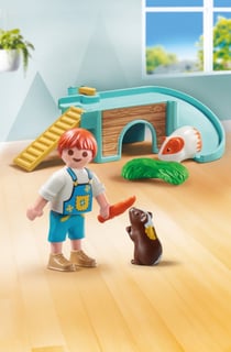 Playmobil - Enfant 2 cochons d'Inde et accessoires - 71746