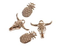 4 breloques dorées « buffles et ananas » - Créalia