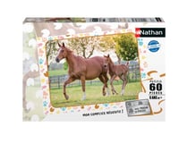 Puzzle 60 pièces - Maman et bébé cheval