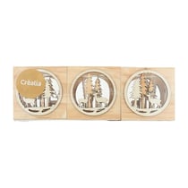 Set 3 photophores en bois ajouré - Créalia