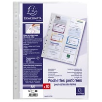 Lot de 10 pochettes perforées pour cartes de visite - Plastique - Exacompta