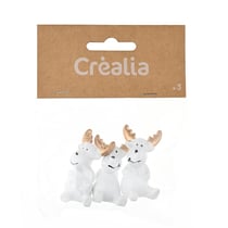 Set de 3 rennes blancs et or en résine 4,7 cm - Créalia