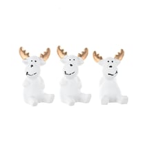 Set de 3 rennes blancs et or en résine 4,7 cm - Créalia