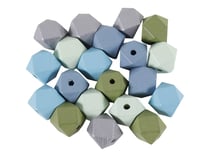 20 perles de bois forme diamant 15 mm Créalia - bleu