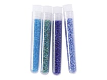 4 tubes de perles de rocaille tons bleus - Créalia