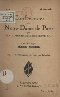 Carême de 1930, Jésus Messie (3). Le témoignage de Jésus sur lui-même