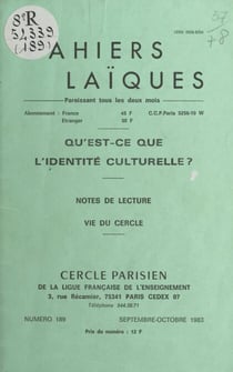 Qu'est-ce que l'identité culturelle ? - Note de lecture. Vie du Cercle