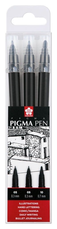 Lot 3 fineliners pointes multiples - Sakura - Noir - Pigma spécial BD et illustration