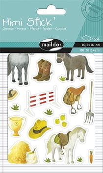 Gommettes Mimi Stick - 4 planches - Chevaux