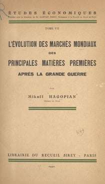 L'évolution des marchés mondiaux des principales matières premières après la Grande guerre