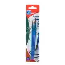 Lot de 3 pinceaux ronds - Pour peinture gouache, peinture acrylique, encre et peinture aquarelle - N°6, 10, 14 - Poils de poney