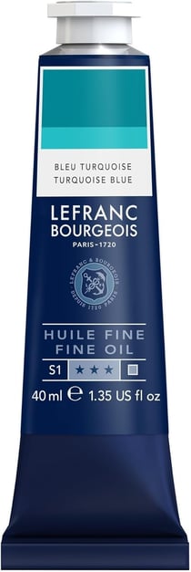Tube 40 ml de peinture à l'huile Lefranc Bourgeois - Bleu turquoise - Fine