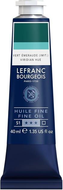 Tube 40 ml de peinture à l'huile Lefranc Bourgeois - Vert emeraude - Fine