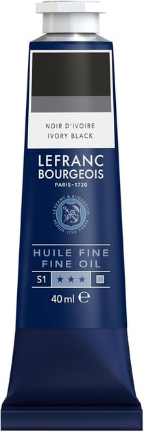 Tube 40 ml de peinture à l'huile Lefranc Bourgeois - Noir d'ivoire - Fine