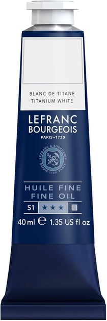 Tube 40 ml de peinture à l'huile Lefranc Bourgeois - Blanc de titane - Fine