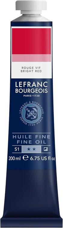Tube 200 ml de peinture à l'huile Lefranc Bourgeois - Rouge vif - Fine