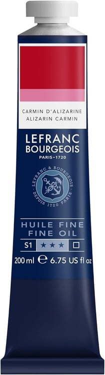 Tube 200 ml de peinture à l'huile Lefranc Bourgeois - Carmin d'alizarine - Fine