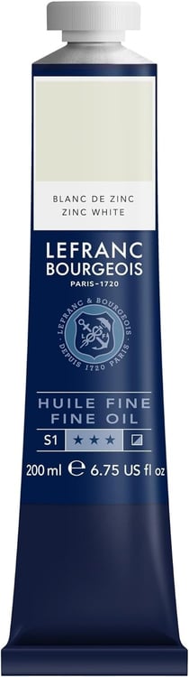 Tube 200 ml de peinture à l'huile Lefranc Bourgeois - Blanc de zinc - Fine