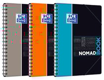 Cahier polypro à spirales - 17.6 x 25 cm - Nomadbook - Oxford - 160 pages petits carreaux - Coloris assortis