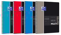 Cahier polypro à spirales - Format A4 21 x 29.7 cm - Multinotes - Oxford - 160 pages petits carreaux - Coloris assortis