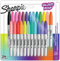 Marqueurs permanent - Sharpie® GLAM POP - 0.9 mm - Blister de 24 couleurs assorties