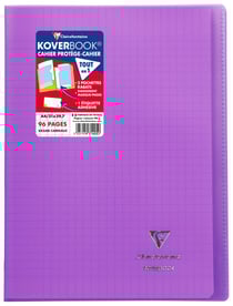 Cahier piqué Clairefontaine - Violet - A4 21 x 29,7 cm - Koverbook - 96 pages grands carreaux