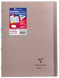 Cahier piqué Clairefontaine - Gris - A4 21 x 29,7 cm - Koverbook - 96 pages grands carreaux