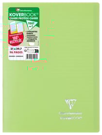Cahier piqué Clairefontaine - Vert - A4 21 x 29,7 cm - Koverbook - 96 pages grands carreaux