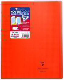 Cahier polypro - Format 24 x 32 cm - Koverbook - Clairefontaine - 96 pages - Rouge