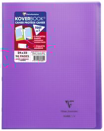Cahier polypro transparent - Format 24 x 32 cm - Koverbook - Clairefontaine - 96 pages - Violet